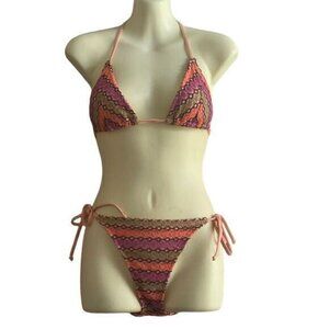 BECCA Crochet Twp Piece Bikini‎ Sample Piece Top Size Small Bottoms Size Medium
